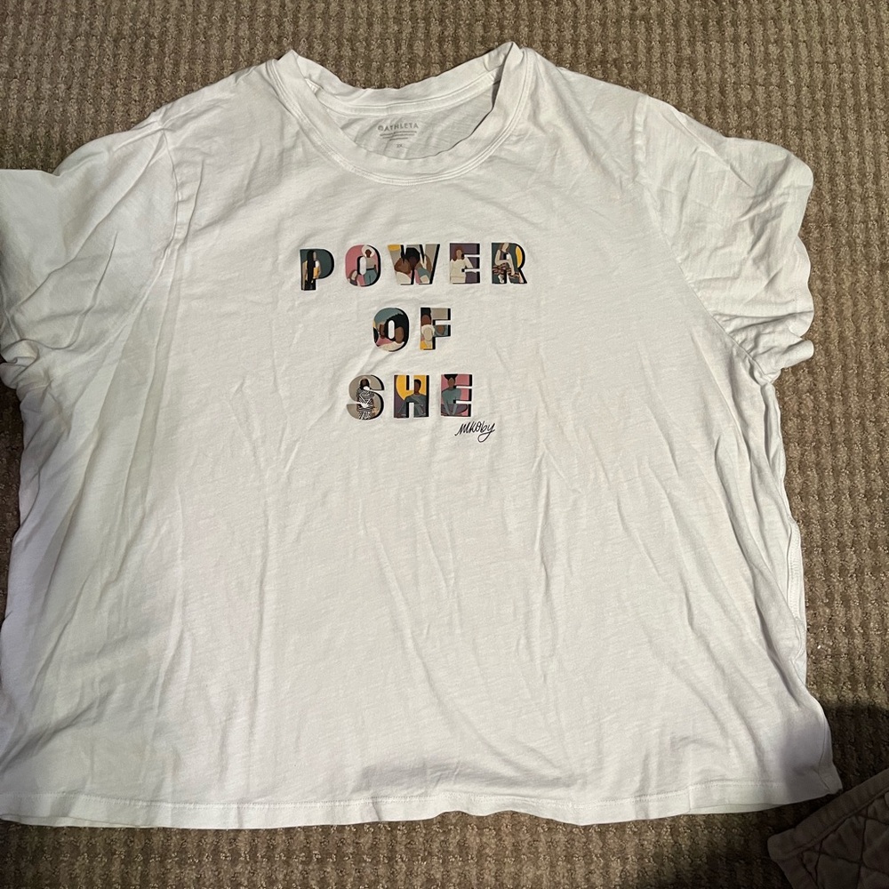 Athleta White Graphic Tee - Power of She
